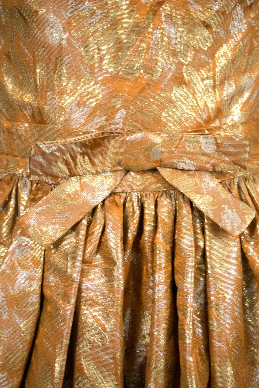 1950s William Pearson Designer Gold Vintage Dress