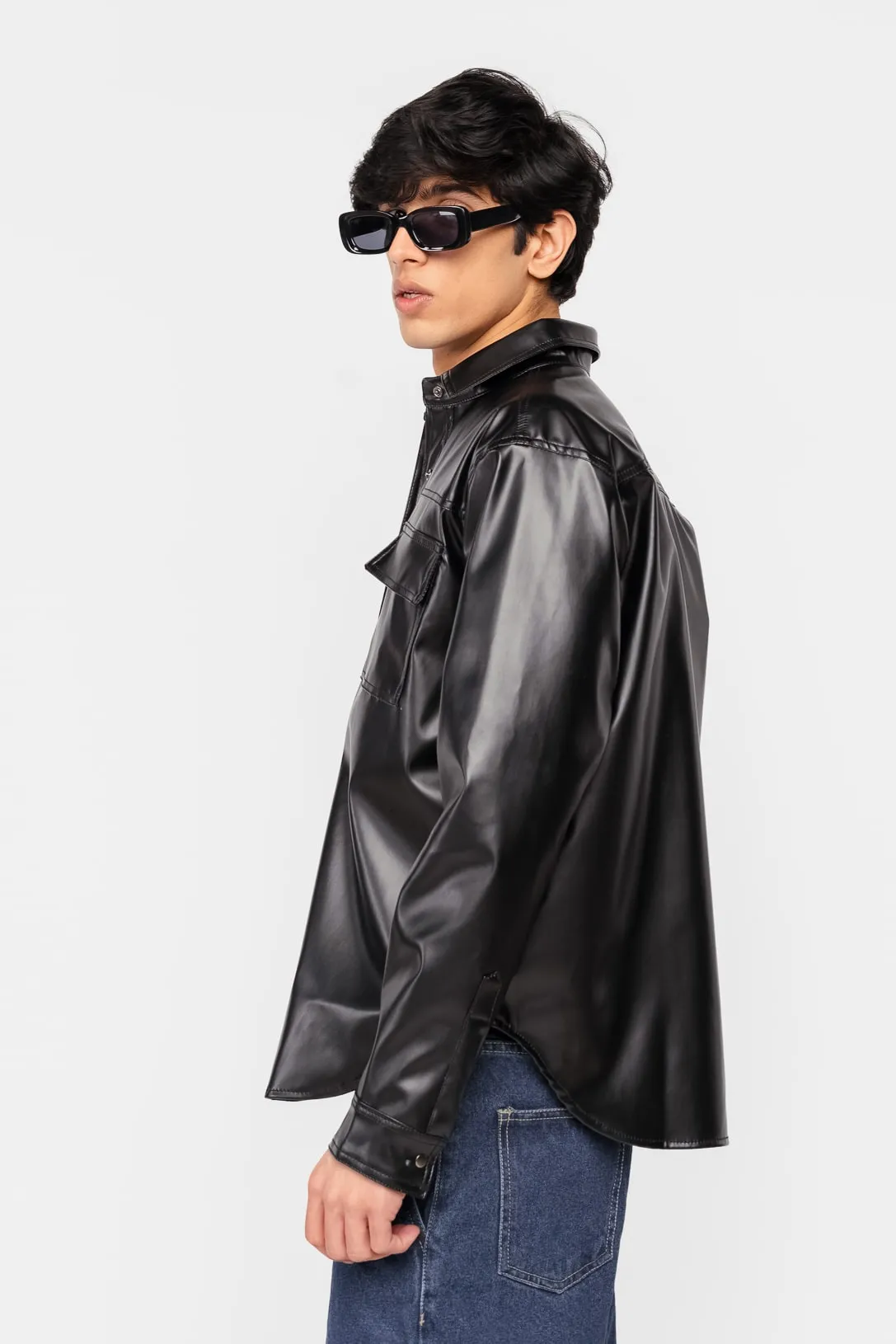 Black Leather Cowboy Men's Jacket