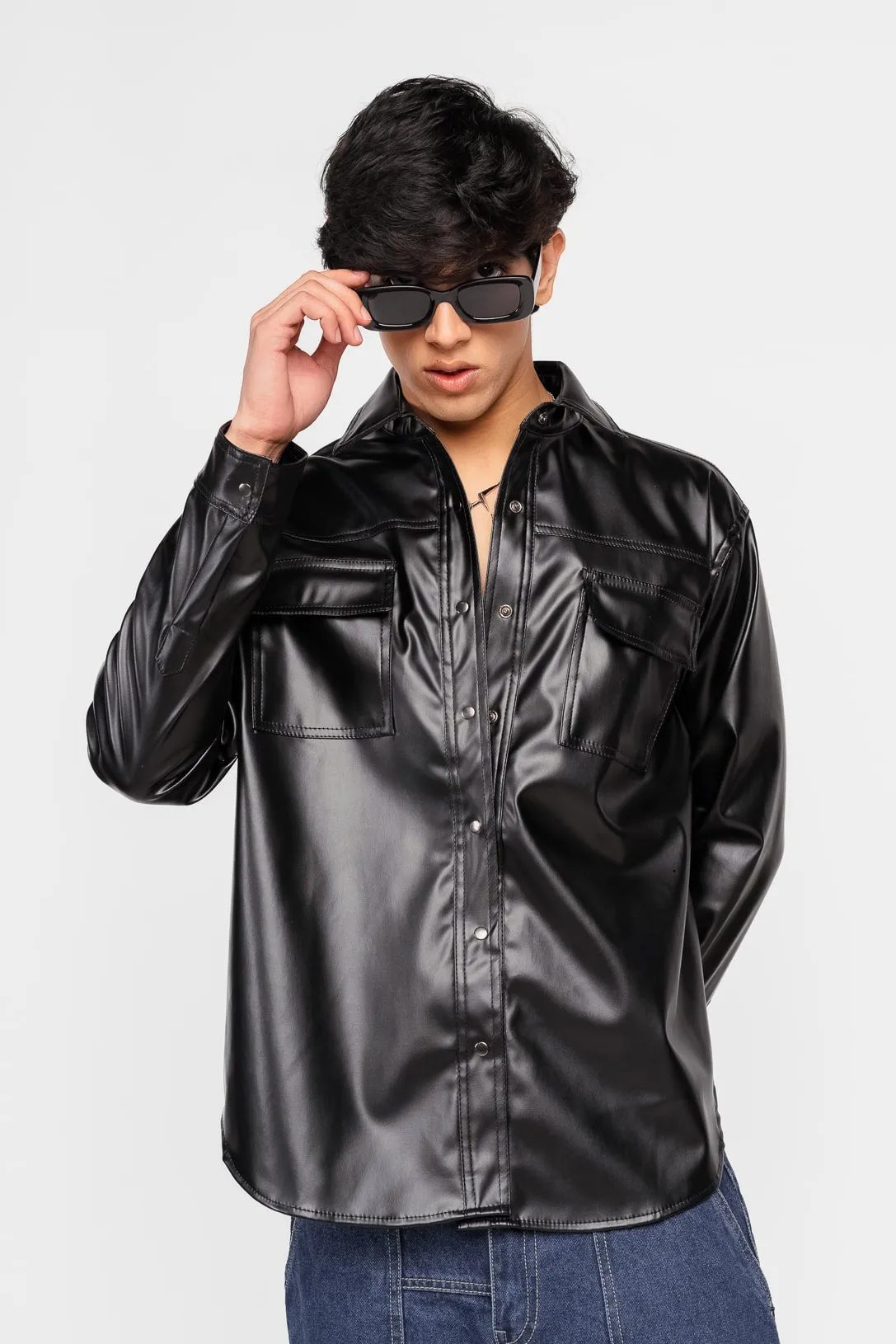 Black Leather Cowboy Men's Jacket