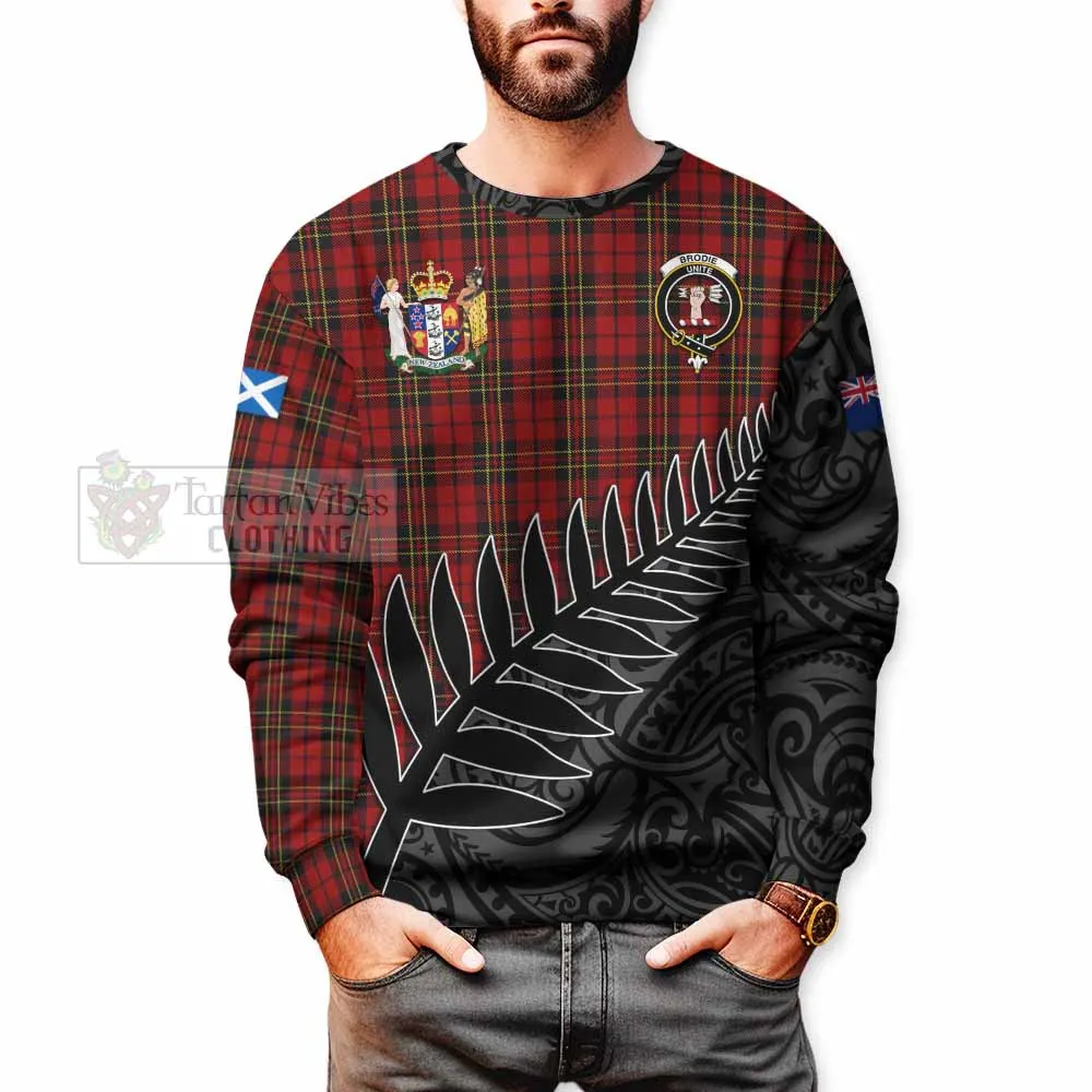 Brodie Crest Tartan Sweatshirt with New Zealand Silver Fern Half Style