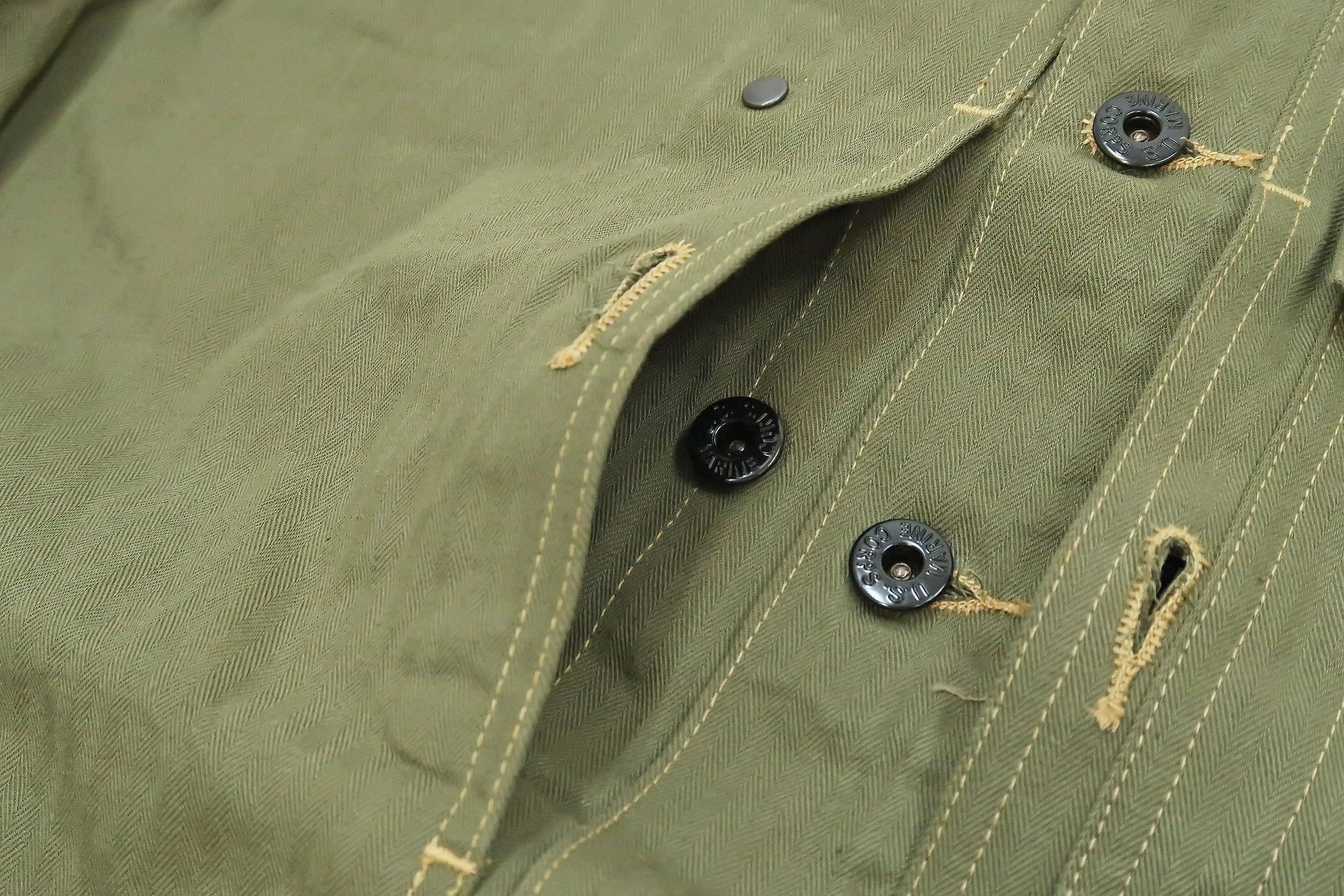 Buzz Rickson Jacket Men's Reproduction of WW2 USMC P44 HBT Utility Jacket P-44 BR15123 Olive