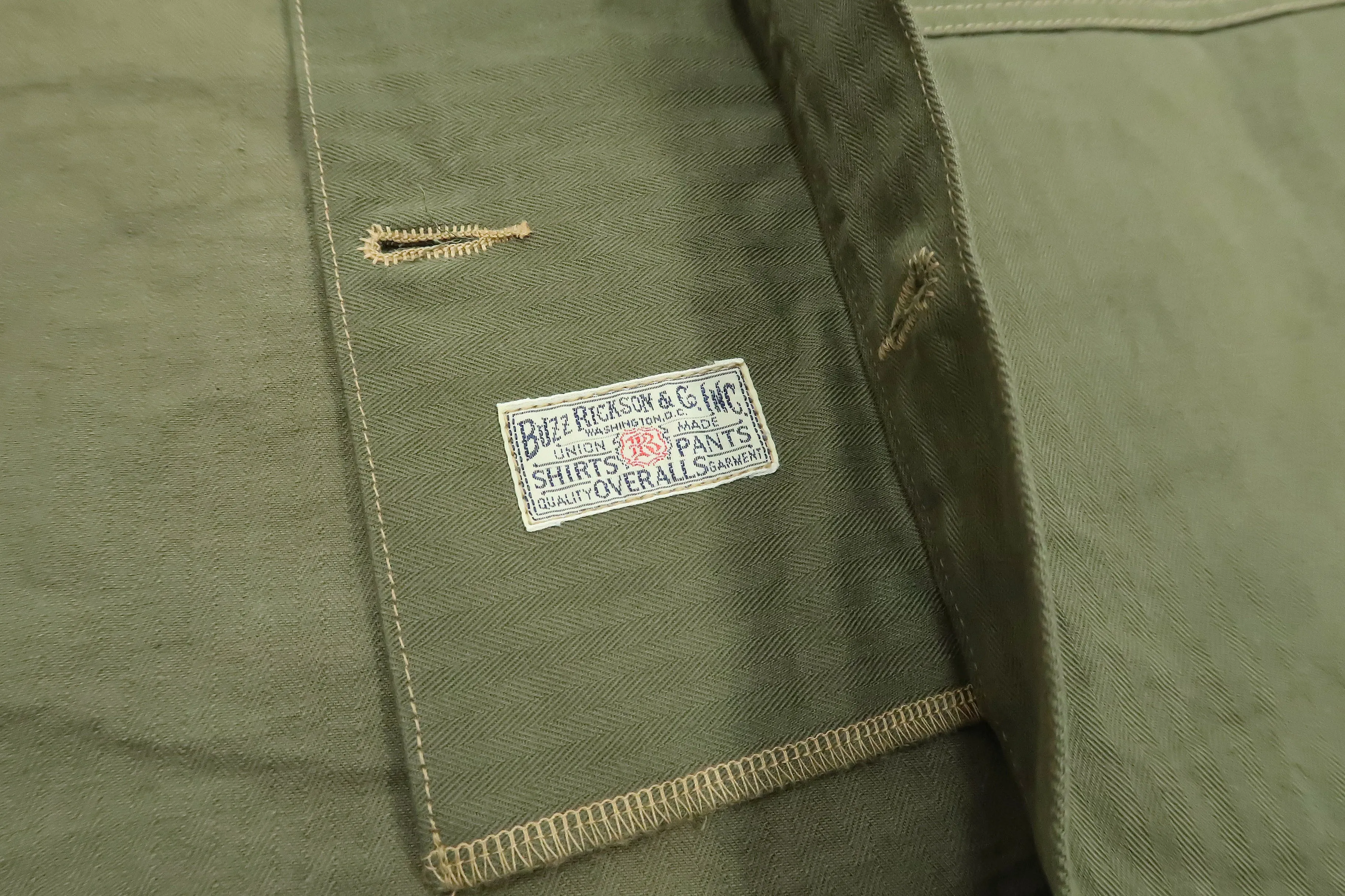 Buzz Rickson Jacket Men's Reproduction of WW2 USMC P44 HBT Utility Jacket P-44 BR15123 Olive