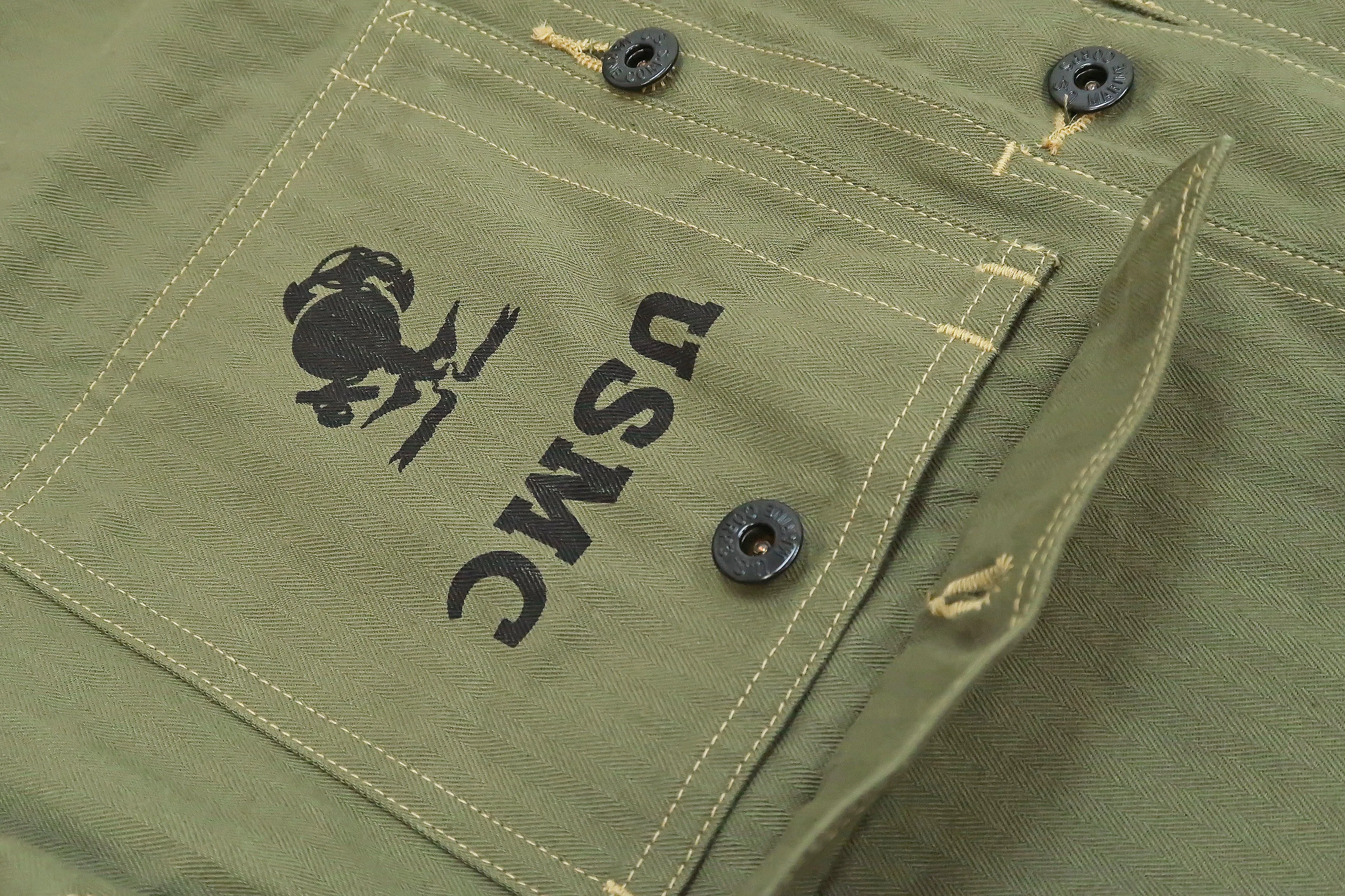Buzz Rickson Jacket Men's Reproduction of WW2 USMC P44 HBT Utility Jacket P-44 BR15123 Olive