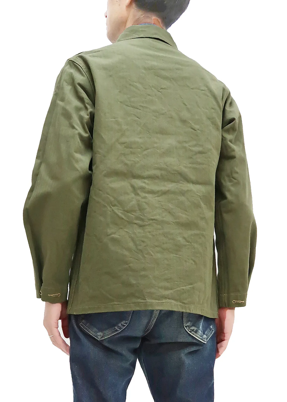 Buzz Rickson Jacket Men's Reproduction of WW2 USMC P44 HBT Utility Jacket P-44 BR15123 Olive
