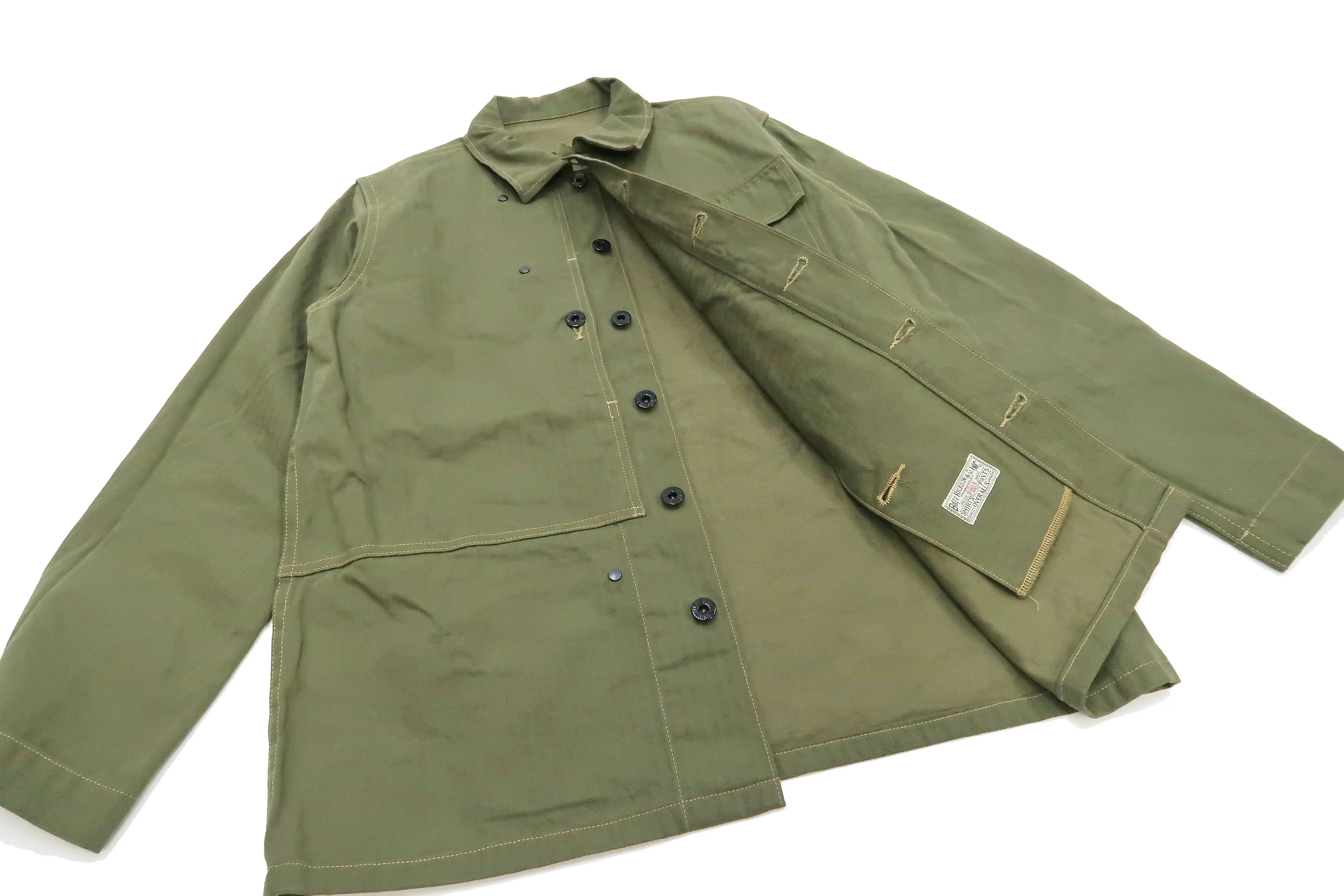 Buzz Rickson Jacket Men's Reproduction of WW2 USMC P44 HBT Utility Jacket P-44 BR15123 Olive