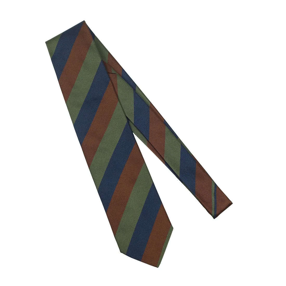Copper, navy & olive block stripe 36oz silk tie