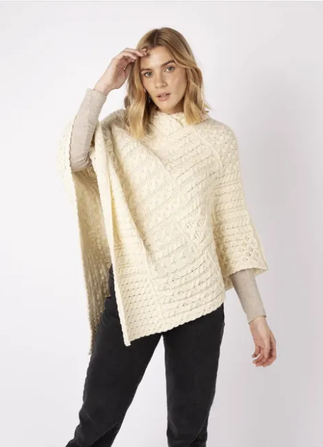 Elm Patchwork Poncho Natural