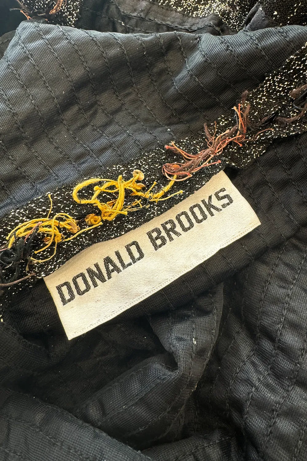 Extraordinary 1970s Donald Brooks Metallic Copper, Gold & Black Sequin & Lame Knit Dress