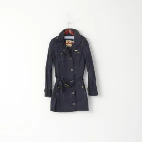 Khujo Women S Jacket Navy Cotton Belted Hidden Hood Casual Parka Top