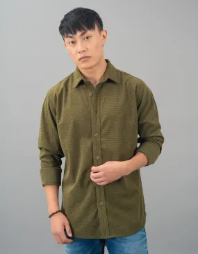 Lt Olive Full Sleeve Textured Waffle Shacket