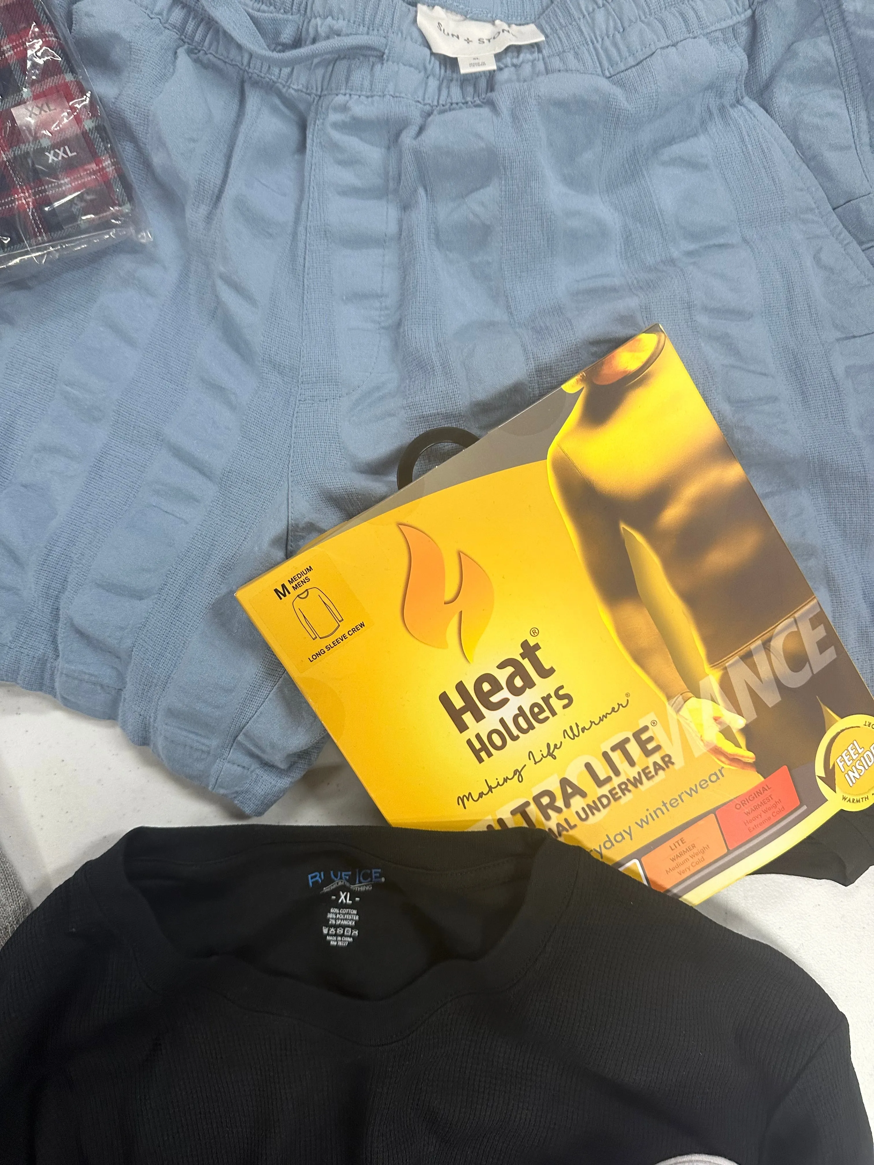 Men's Clothing Assorted Wholesale Lot, SPERRY, POLO RALPH LAUREN, AND NOW THIS, SUN   STONE, HEAT HOLDERS and more, 10 items, Shelf Pulls, MSRP $404