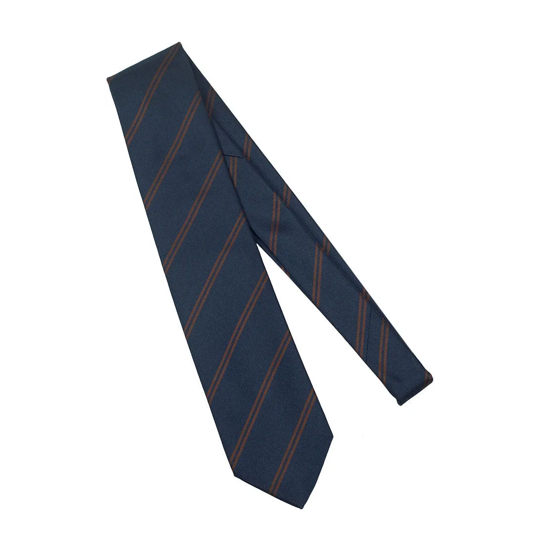Navy 36oz silk tie, copper double stripes