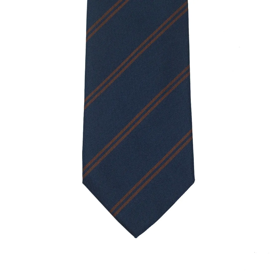 Navy 36oz silk tie, copper double stripes
