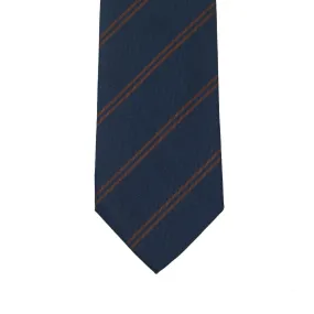 Navy 36oz silk tie, copper double stripes