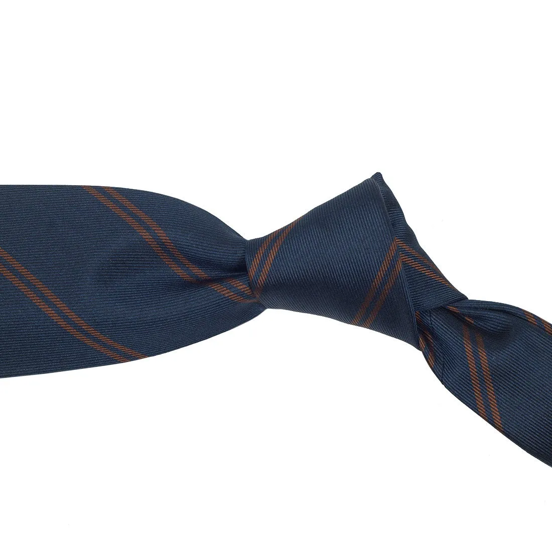 Navy 36oz silk tie, copper double stripes