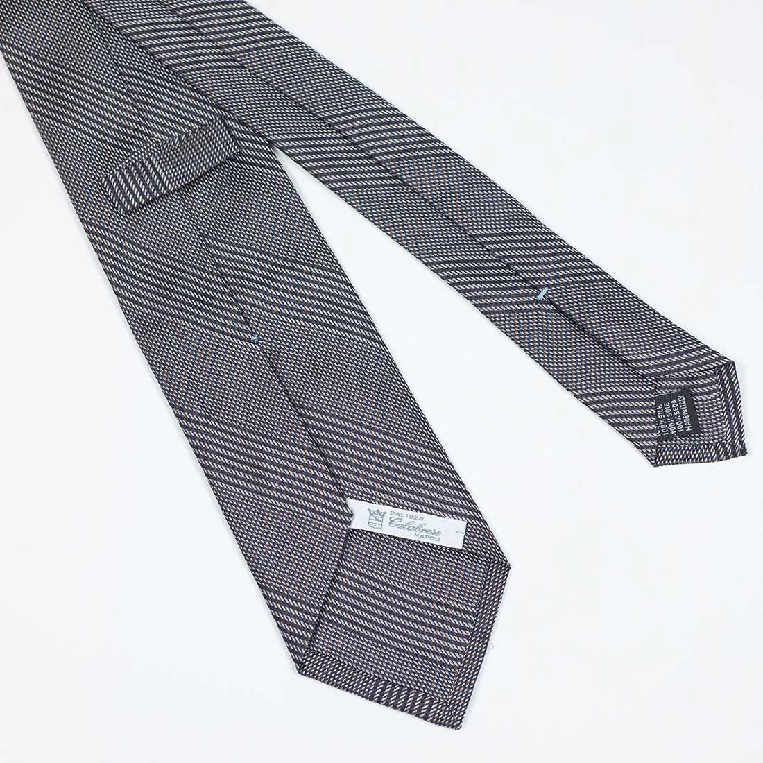 Navy and copper glenplaid silk tie