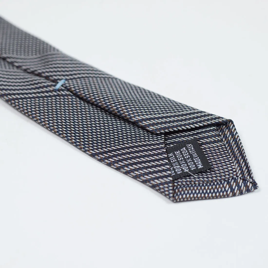 Navy and copper glenplaid silk tie