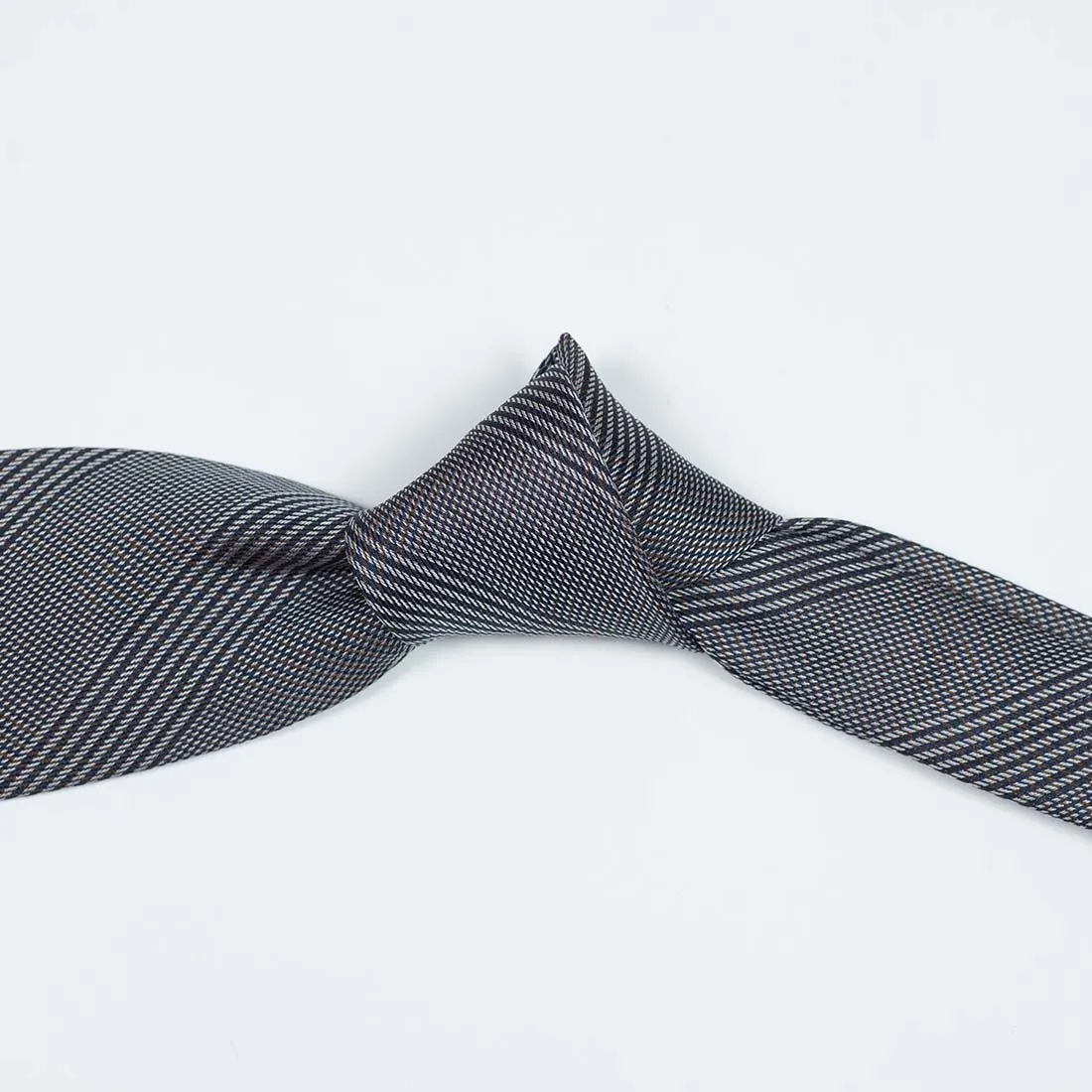 Navy and copper glenplaid silk tie