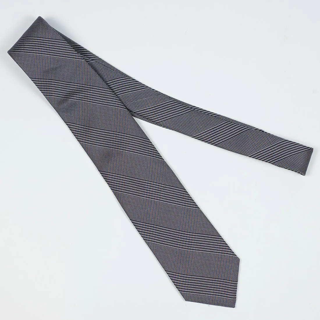 Navy and copper glenplaid silk tie