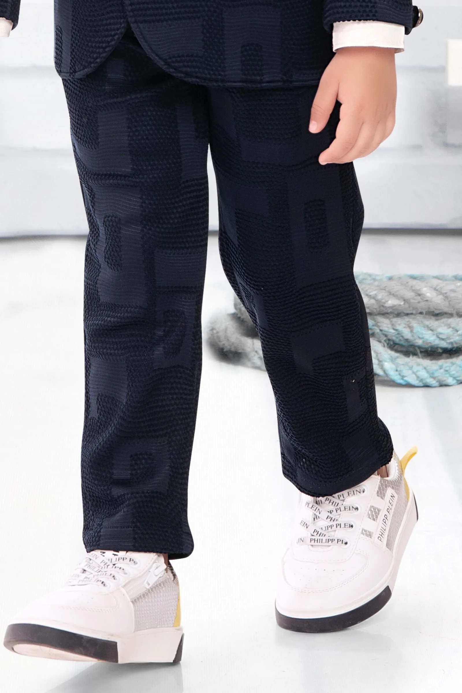 Navy Blue with White Waist Coat and Set for Boys