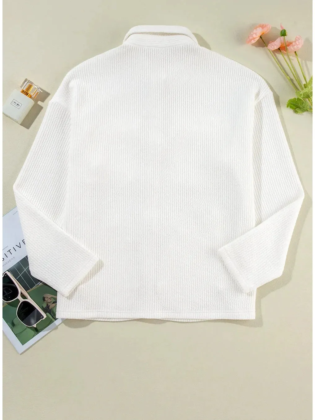 NicholesGifts Women Button Up Long Sleeve Shacket