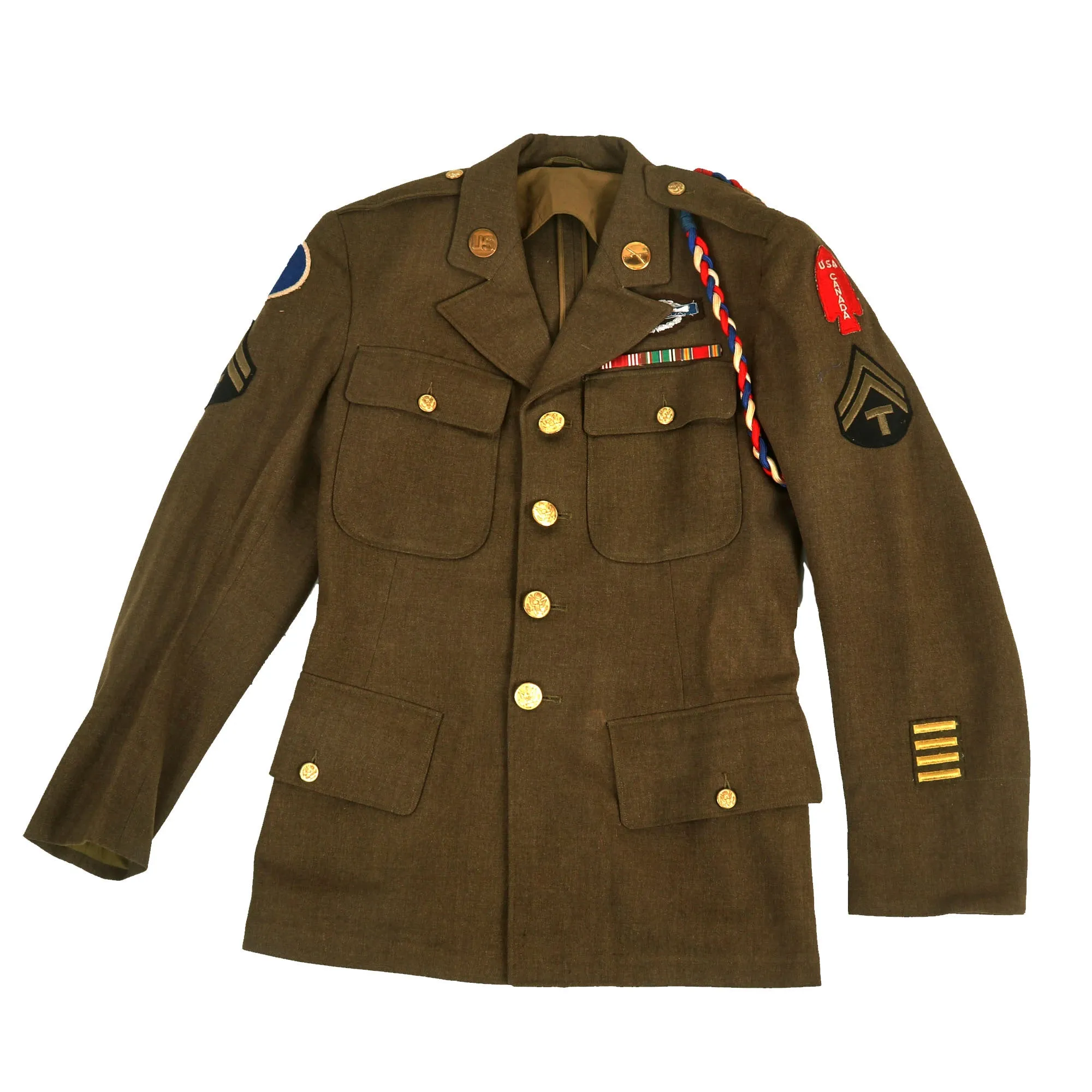 Original U.S. WWII First Special Service Force Commando Kiska Task Force (Operation Cottage)  Class-A Uniform Jacket With Sam Browne Belt