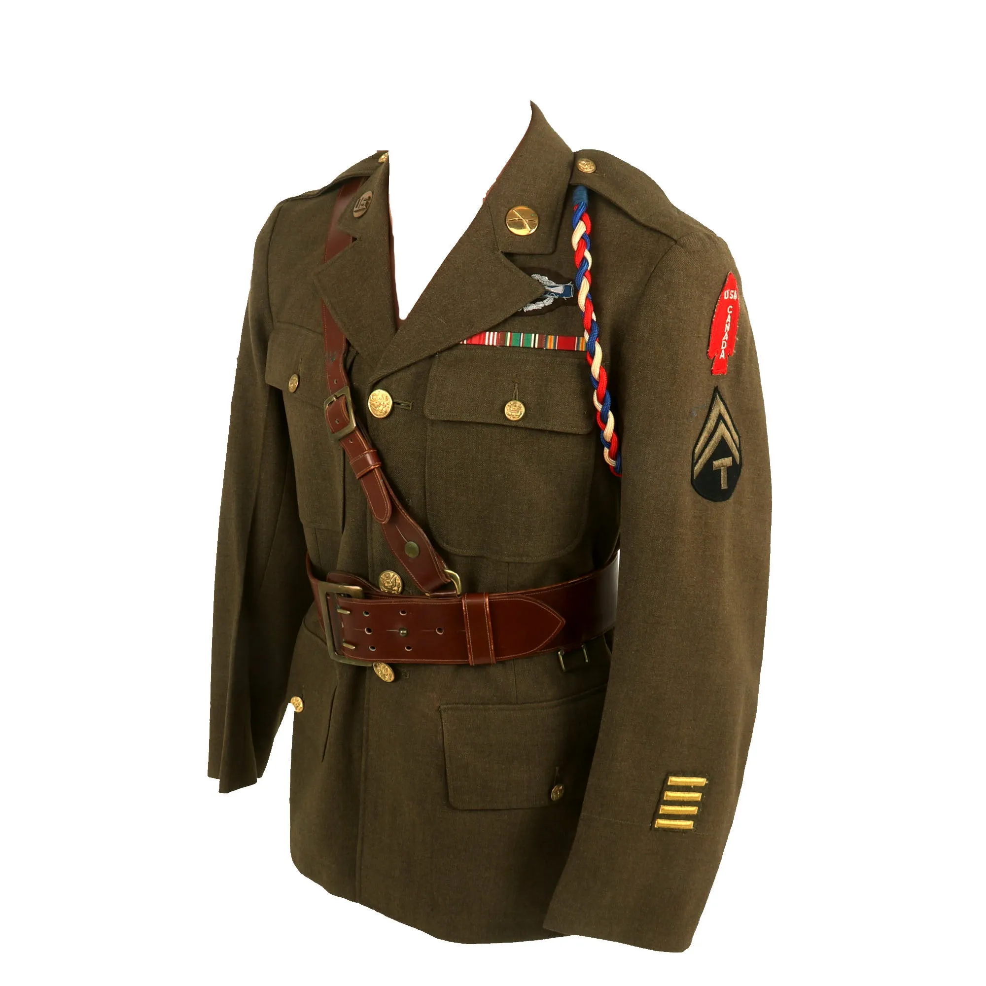 Original U.S. WWII First Special Service Force Commando Kiska Task Force (Operation Cottage)  Class-A Uniform Jacket With Sam Browne Belt