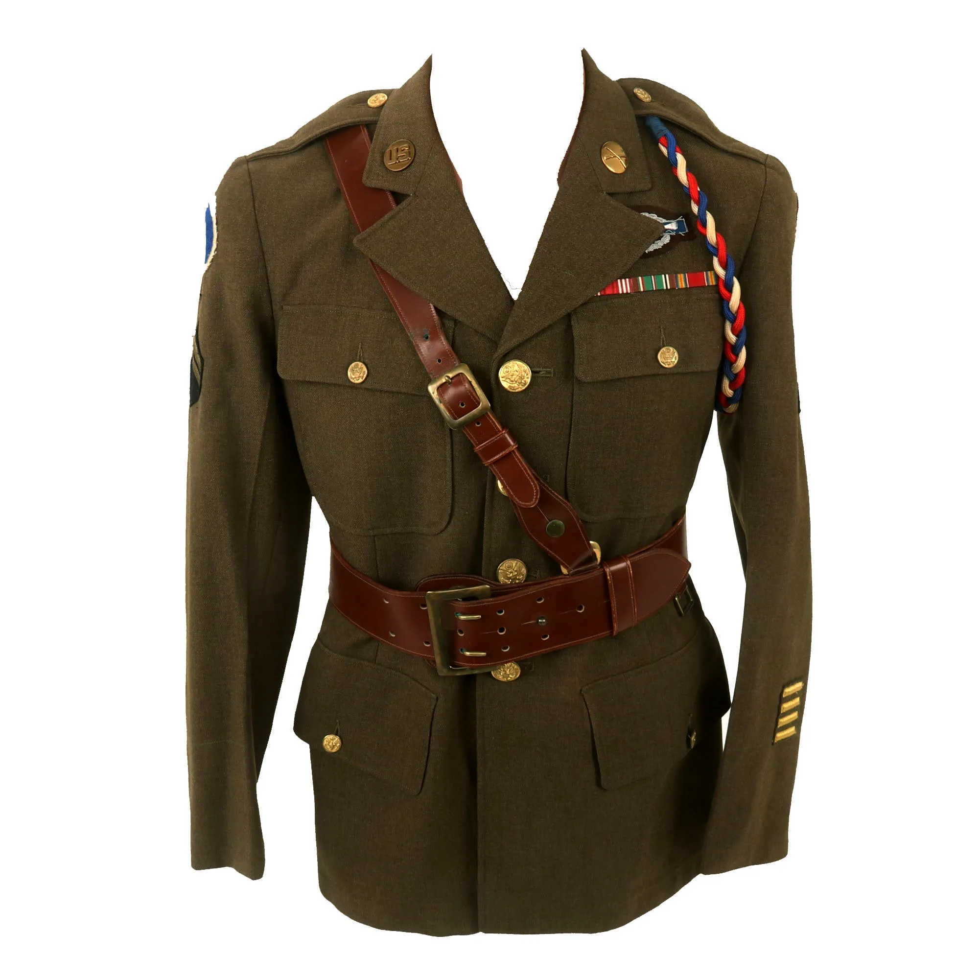 Original U.S. WWII First Special Service Force Commando Kiska Task Force (Operation Cottage)  Class-A Uniform Jacket With Sam Browne Belt