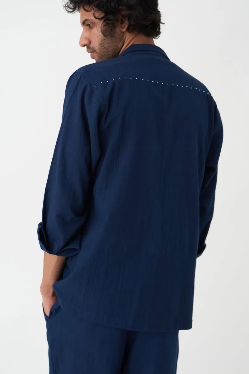 Patch Pocket Shacket- Navy
