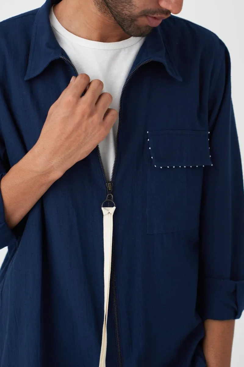 Patch Pocket Shacket- Navy
