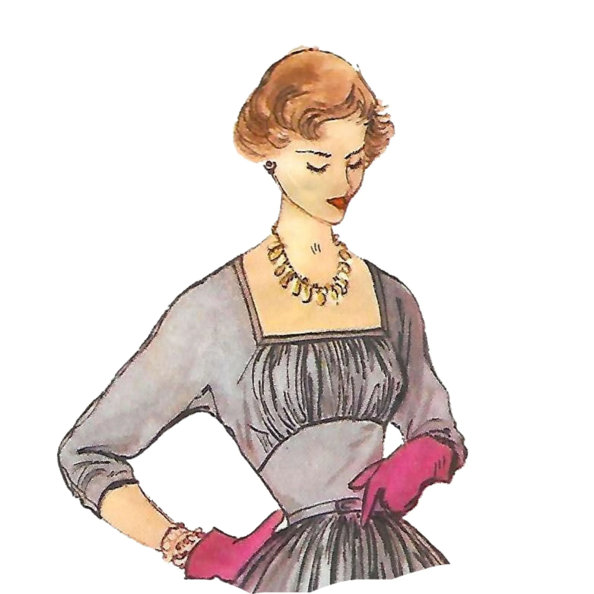 PDF - Vintage 1950s Pattern - One-piece Afternoon Dress - -  Bust Bust: 30" (76.2cm) - Instantly  Print at Home