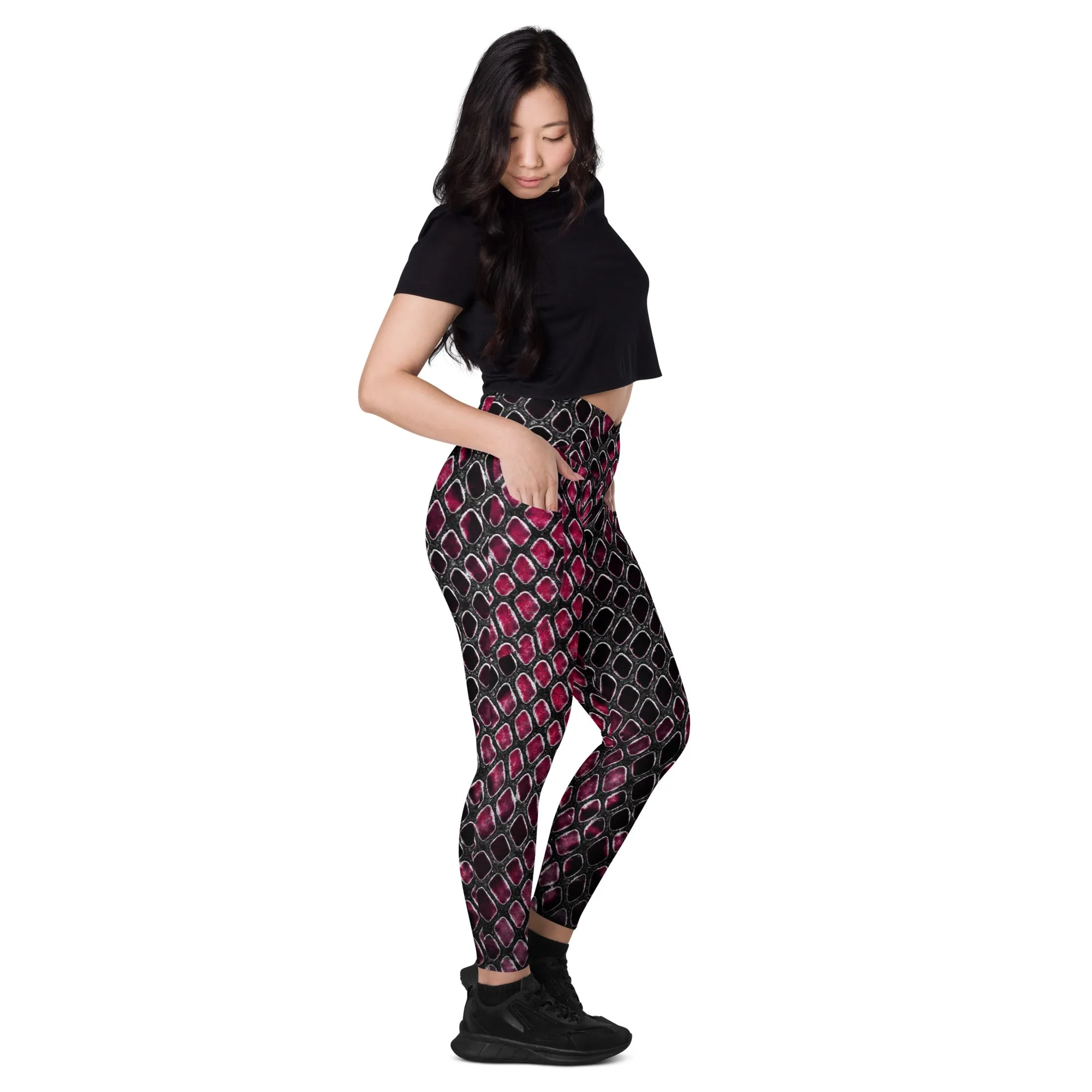 Pink & Black Dragon-skin Print leggings, lioness-love