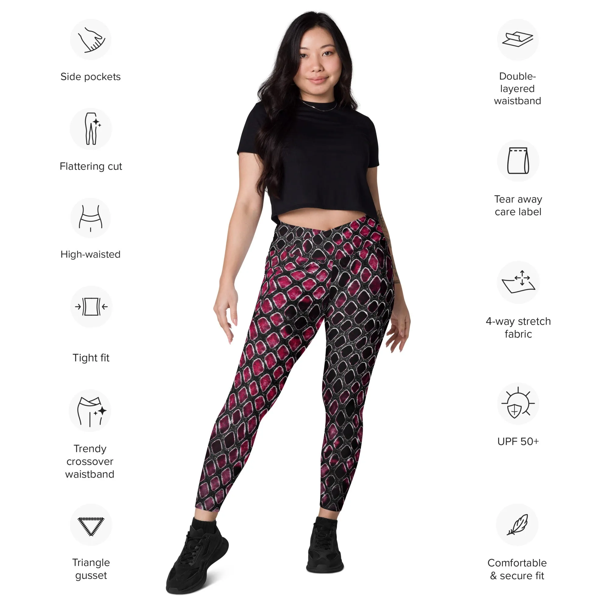 Pink & Black Dragon-skin Print leggings, lioness-love