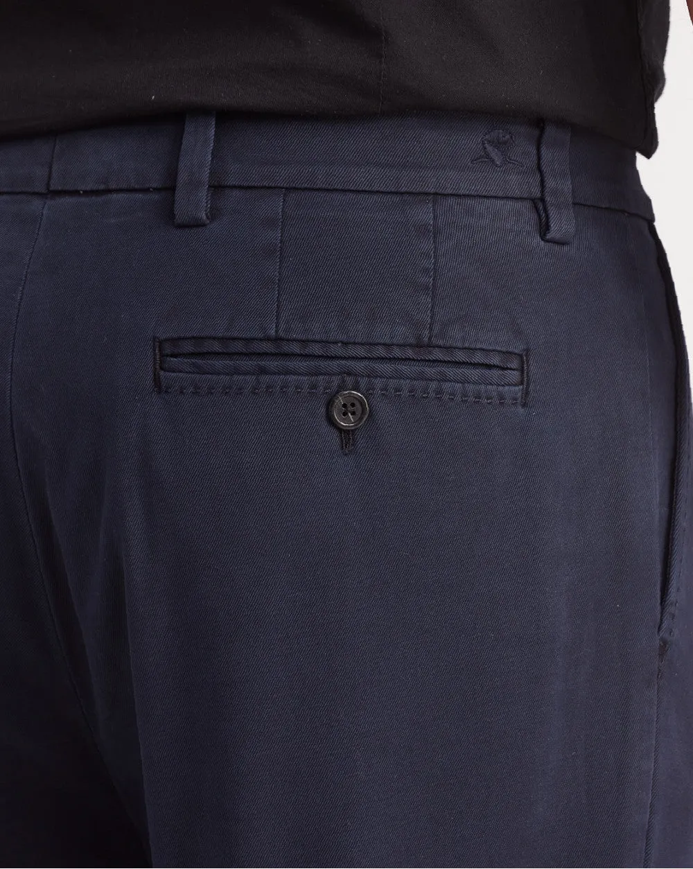 Single Pleated Relaxed Fit Garment Dyed - Navy