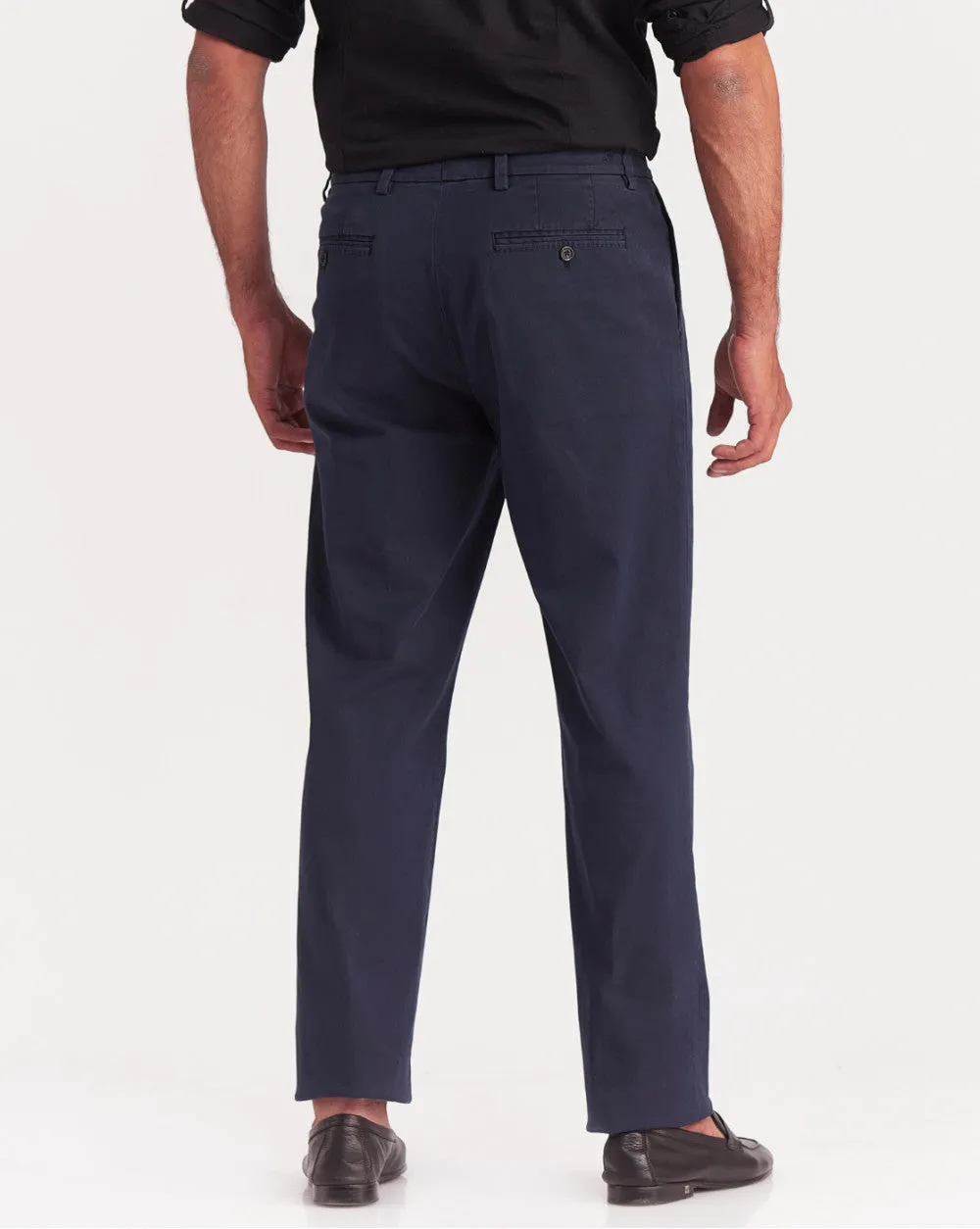 Single Pleated Relaxed Fit Garment Dyed - Navy