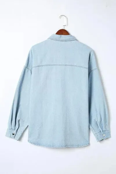 Stylish Plus Size Denim Jacket: Snap Down & Pocketed - Women's Shackets