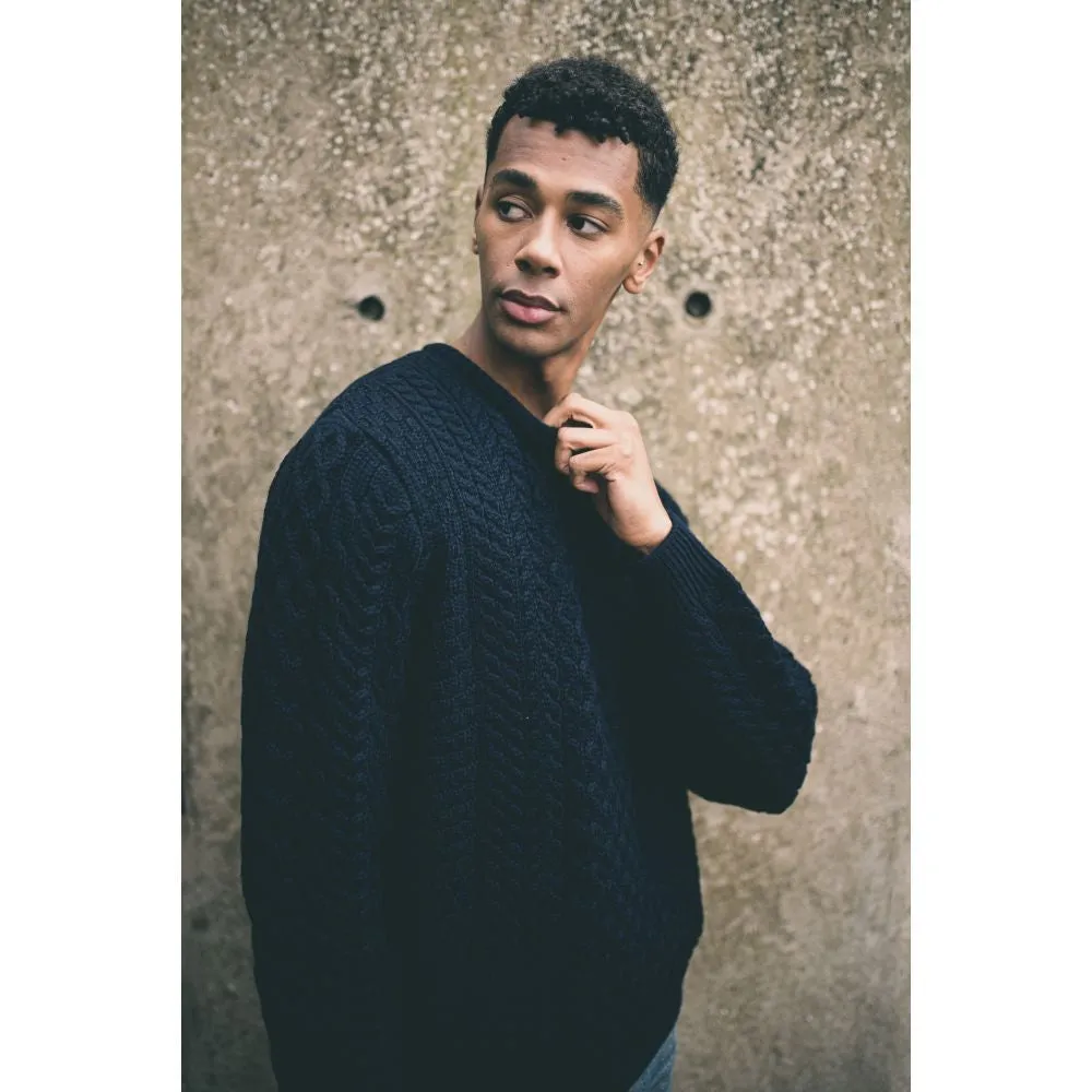 Unisex Aran Sweater - Navy