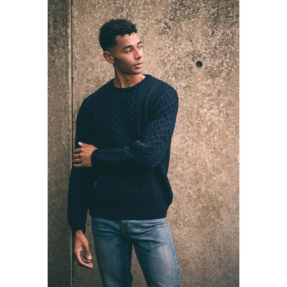 Unisex Aran Sweater - Navy