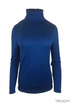 WOMENS 100% MERINO (210) LONG SLEEVE HIGH NECK TOP TWILIGHT EBAS515