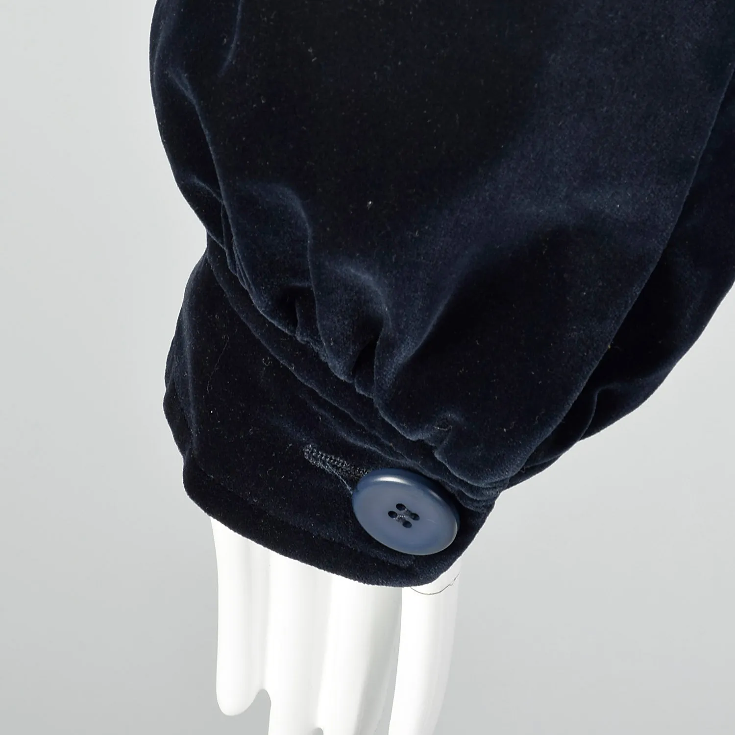 XL Escada 1980s Navy Blue Velvet Parka Coat