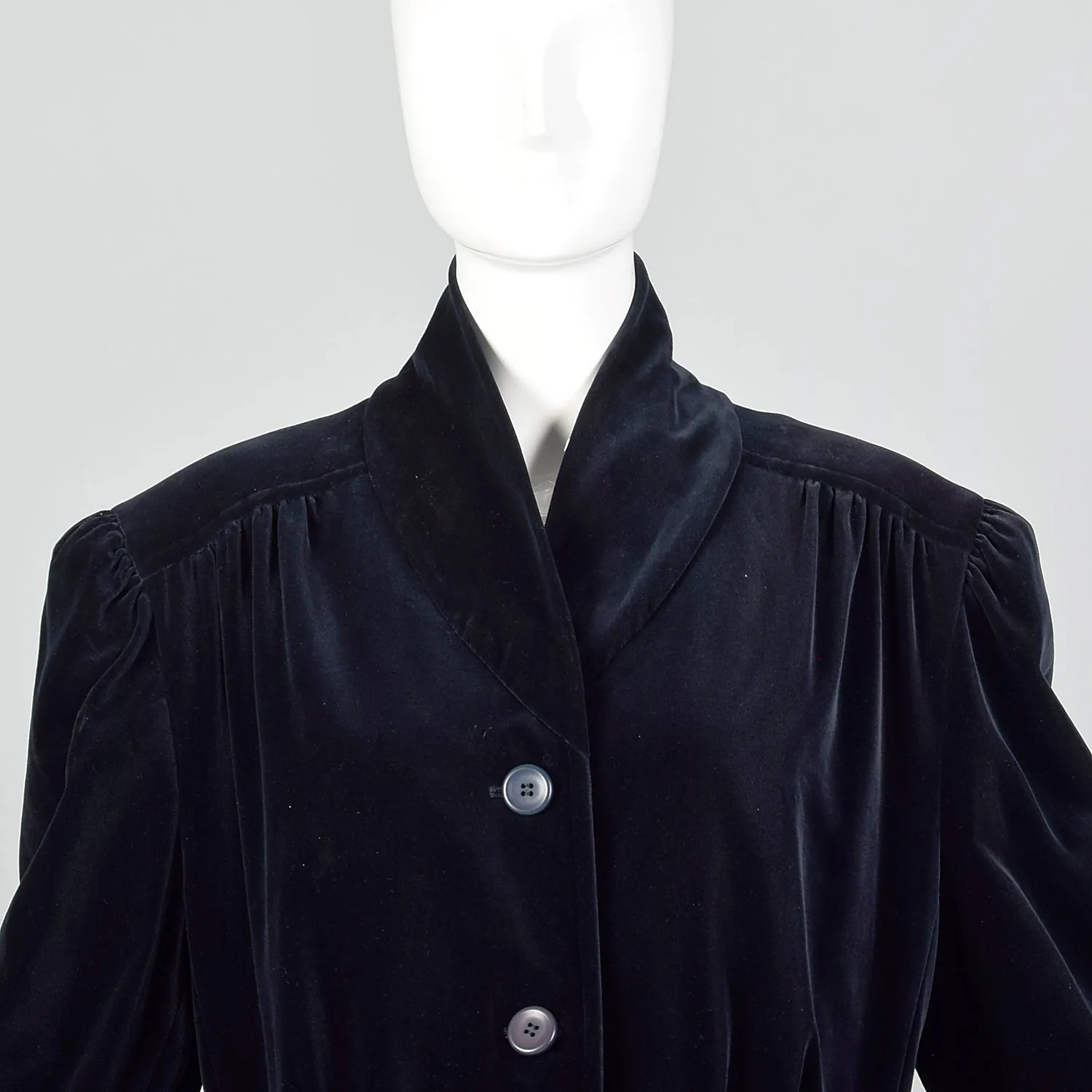 XL Escada 1980s Navy Blue Velvet Parka Coat