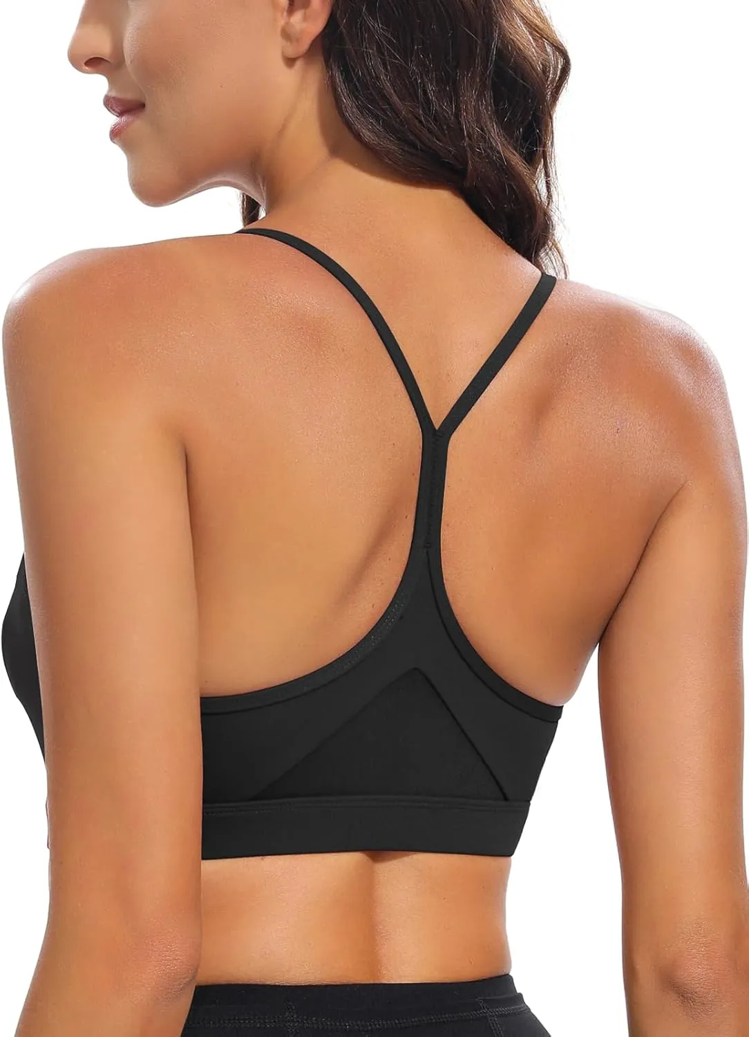 Y-Back, Medium Impact Wirefree Padded Bra Workout Crop Top Longline Sports Bra Push up